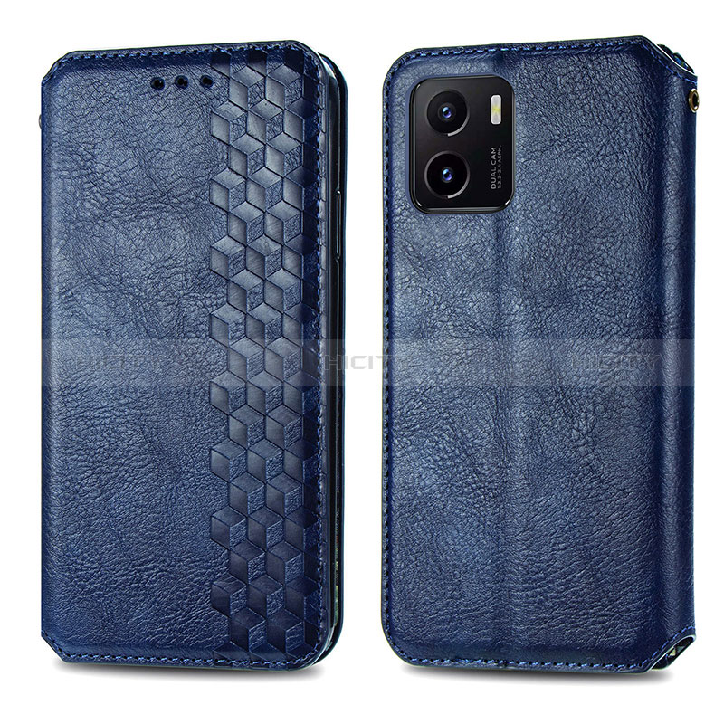 Funda de Cuero Cartera con Soporte Carcasa S01D para Vivo Y32t Azul