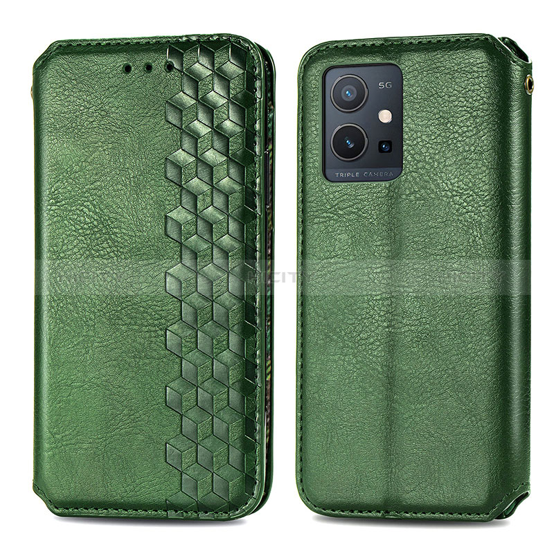 Funda de Cuero Cartera con Soporte Carcasa S01D para Vivo Y33e 5G Verde