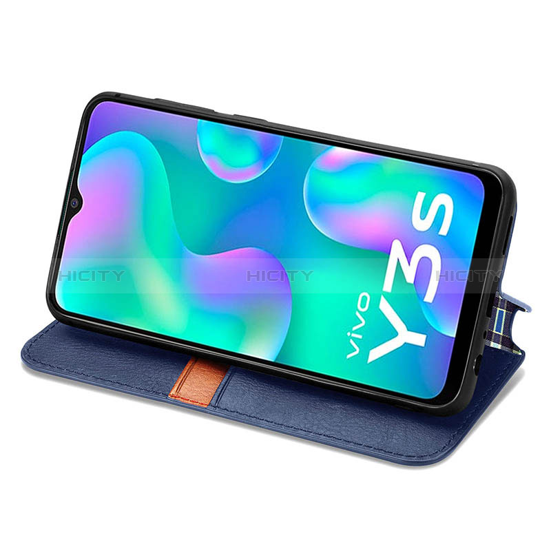 Funda de Cuero Cartera con Soporte Carcasa S01D para Vivo Y3s (2021)