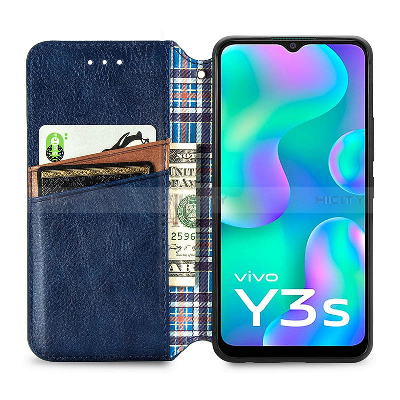 Funda de Cuero Cartera con Soporte Carcasa S01D para Vivo Y3s (2021)