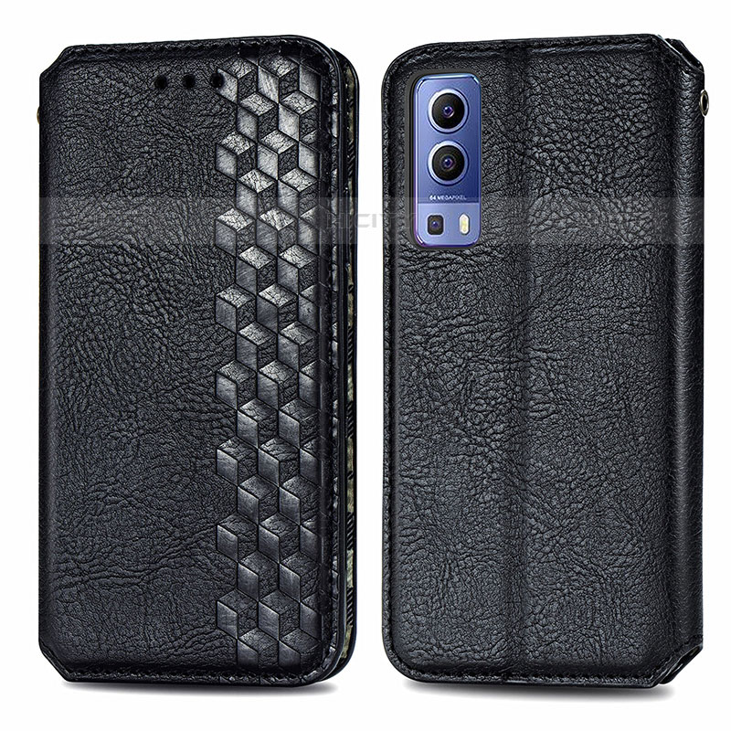 Funda de Cuero Cartera con Soporte Carcasa S01D para Vivo Y52 5G Negro