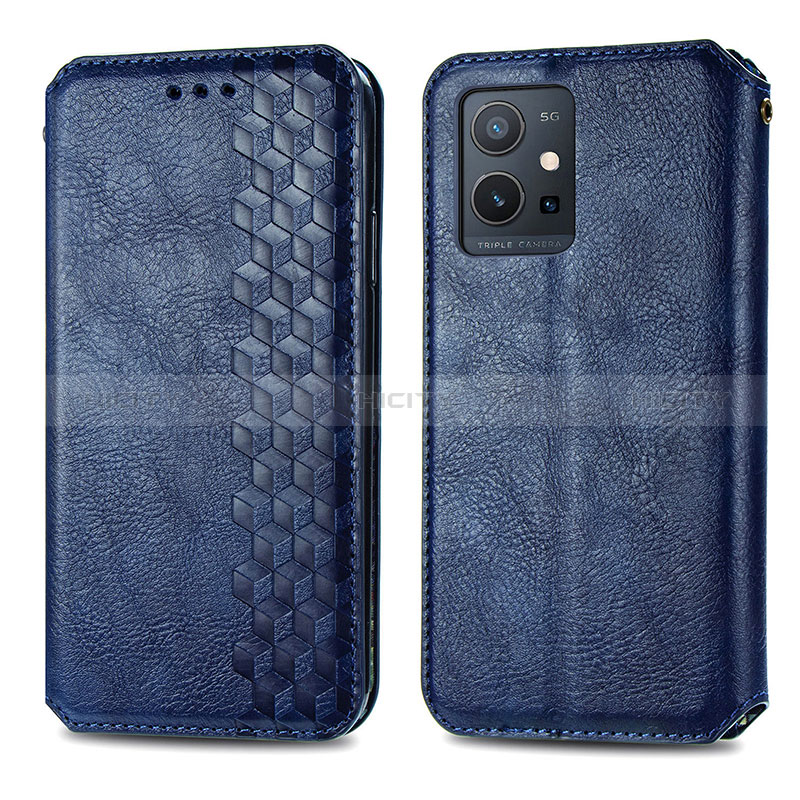 Funda de Cuero Cartera con Soporte Carcasa S01D para Vivo Y52t 5G Azul