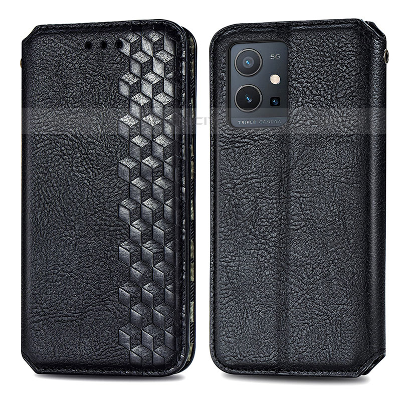 Funda de Cuero Cartera con Soporte Carcasa S01D para Vivo Y55 5G Negro