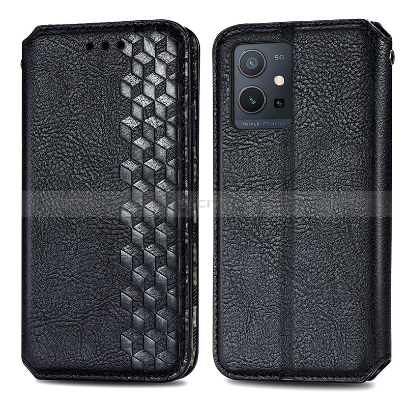 Funda de Cuero Cartera con Soporte Carcasa S01D para Vivo Y75 5G Negro