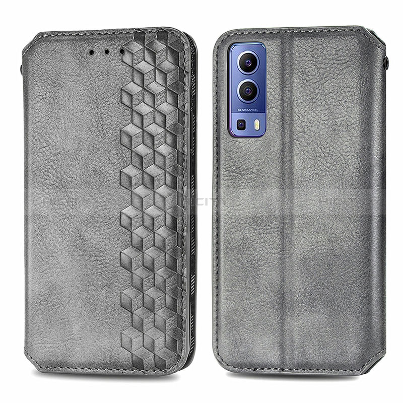 Funda de Cuero Cartera con Soporte Carcasa S01D para Vivo Y75s 5G Gris