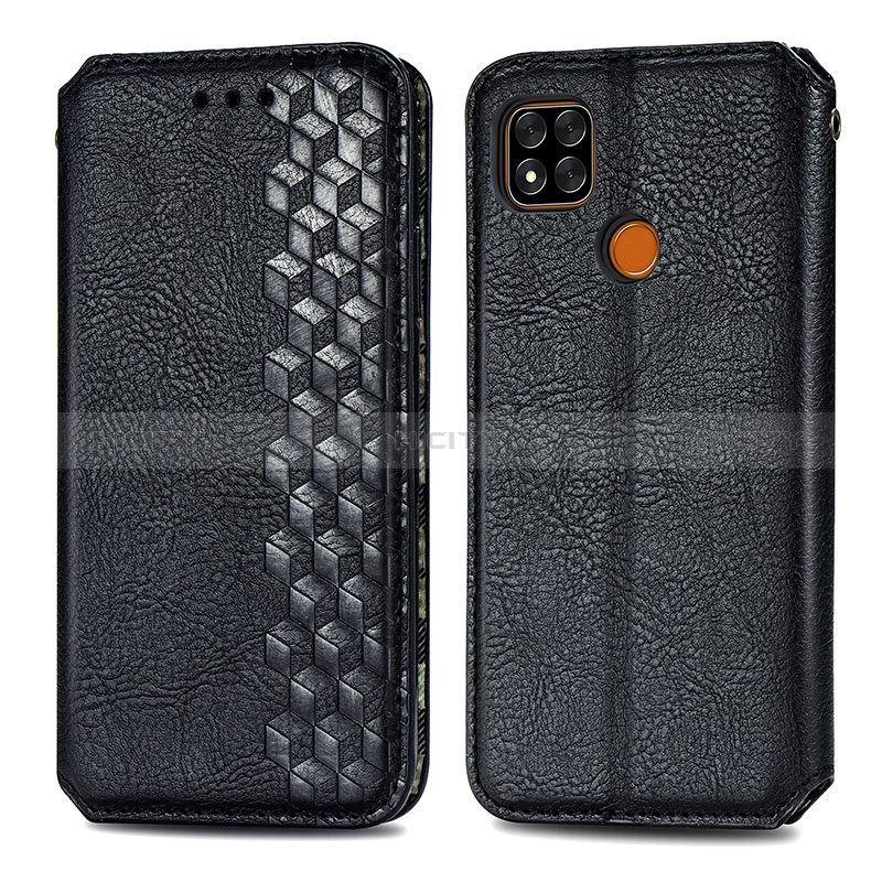 Funda de Cuero Cartera con Soporte Carcasa S01D para Xiaomi POCO C3 Negro