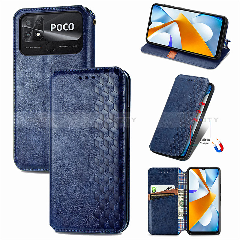 Funda de Cuero Cartera con Soporte Carcasa S01D para Xiaomi Poco C40