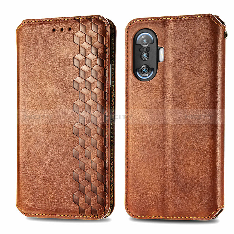 Funda de Cuero Cartera con Soporte Carcasa S01D para Xiaomi Poco F3 GT 5G Marron