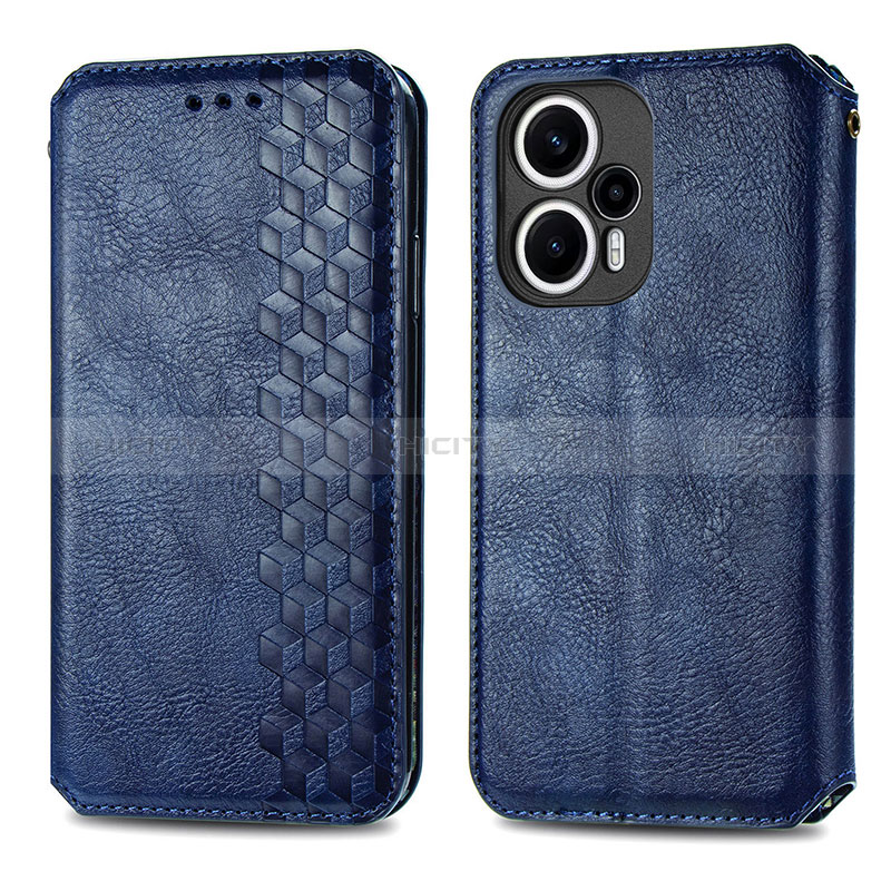 Funda de Cuero Cartera con Soporte Carcasa S01D para Xiaomi Poco F5 5G Azul