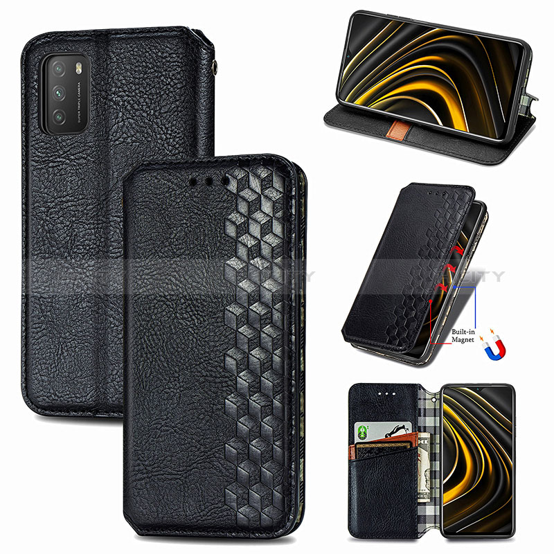 Funda de Cuero Cartera con Soporte Carcasa S01D para Xiaomi Poco M3