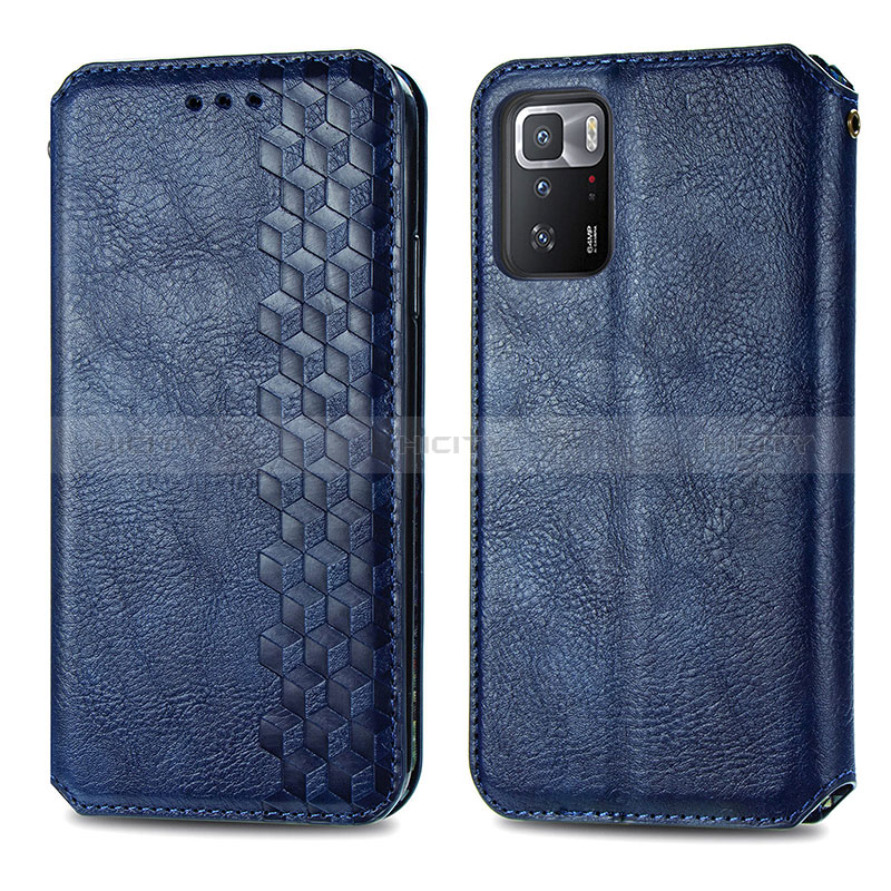 Funda de Cuero Cartera con Soporte Carcasa S01D para Xiaomi Poco X3 GT 5G Azul