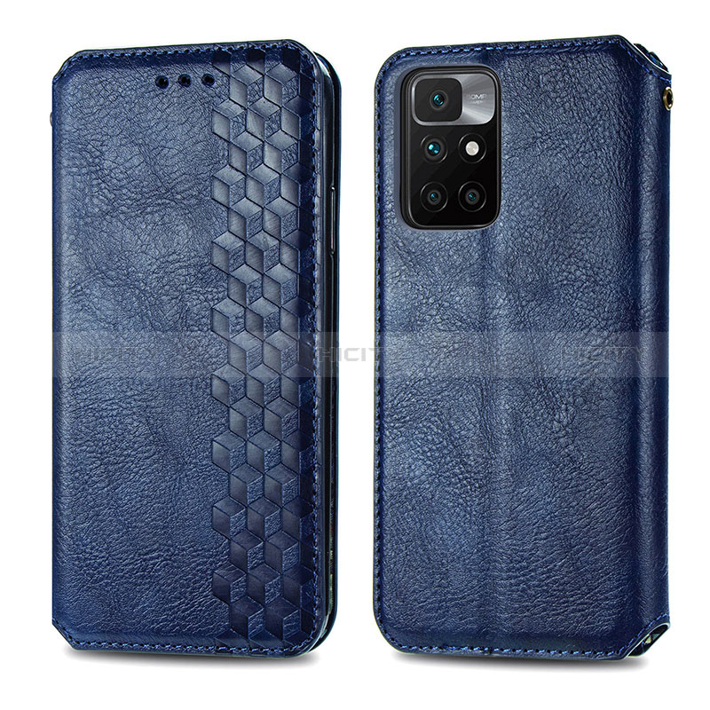 Funda de Cuero Cartera con Soporte Carcasa S01D para Xiaomi Redmi 10 4G Azul