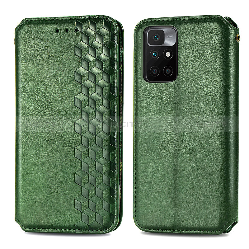 Funda de Cuero Cartera con Soporte Carcasa S01D para Xiaomi Redmi 10 4G Verde