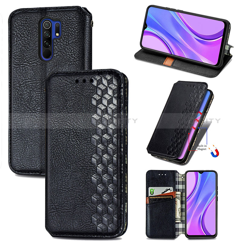 Funda de Cuero Cartera con Soporte Carcasa S01D para Xiaomi Redmi 9 Prime India