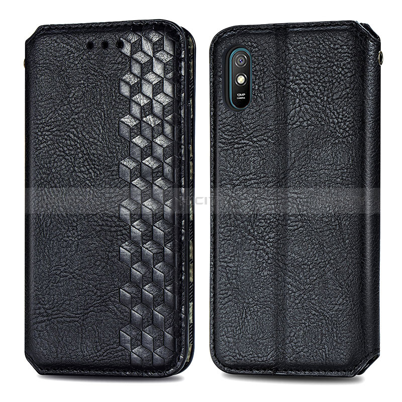 Funda de Cuero Cartera con Soporte Carcasa S01D para Xiaomi Redmi 9A Negro