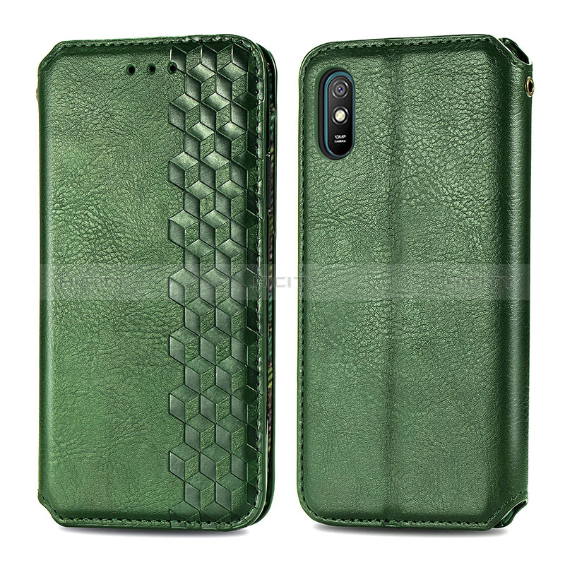 Funda de Cuero Cartera con Soporte Carcasa S01D para Xiaomi Redmi 9AT Verde