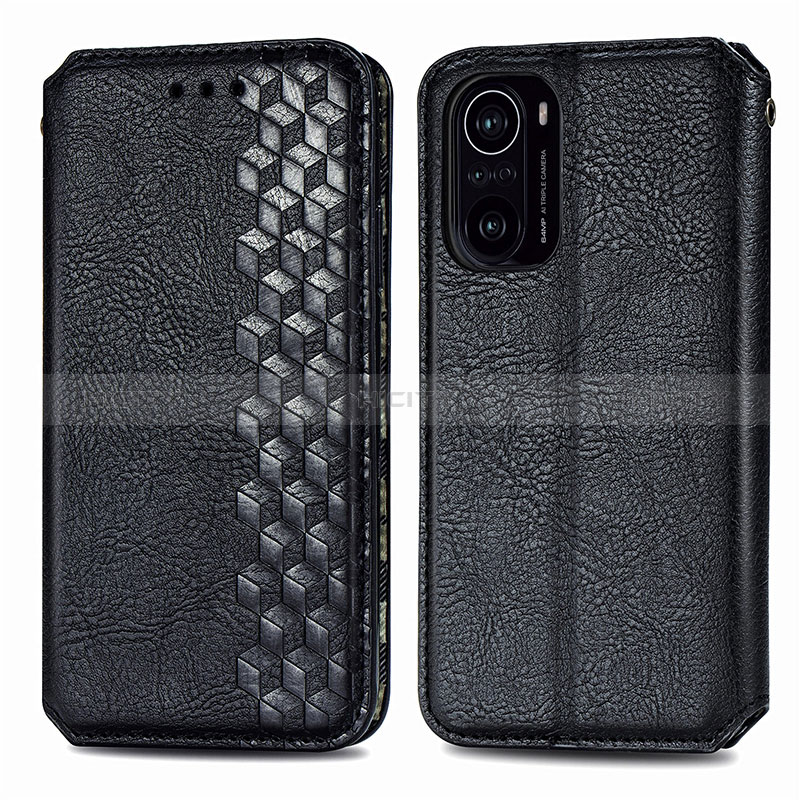 Funda de Cuero Cartera con Soporte Carcasa S01D para Xiaomi Redmi K40 Pro 5G Negro