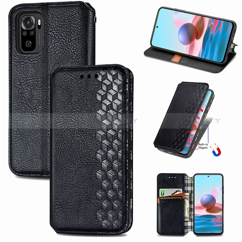 Funda de Cuero Cartera con Soporte Carcasa S01D para Xiaomi Redmi Note 10 4G