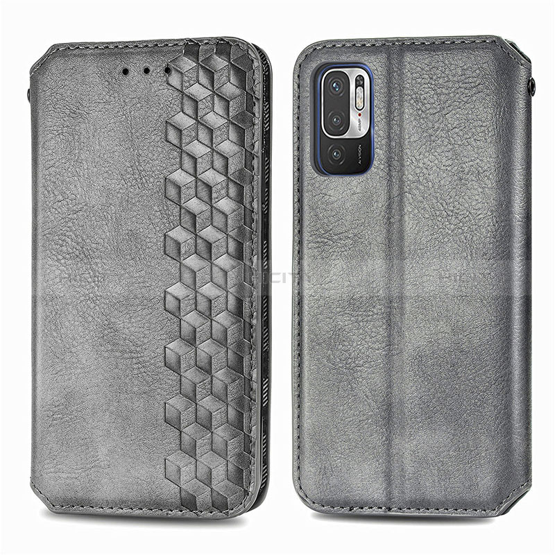 Funda de Cuero Cartera con Soporte Carcasa S01D para Xiaomi Redmi Note 10 JE 5G Gris