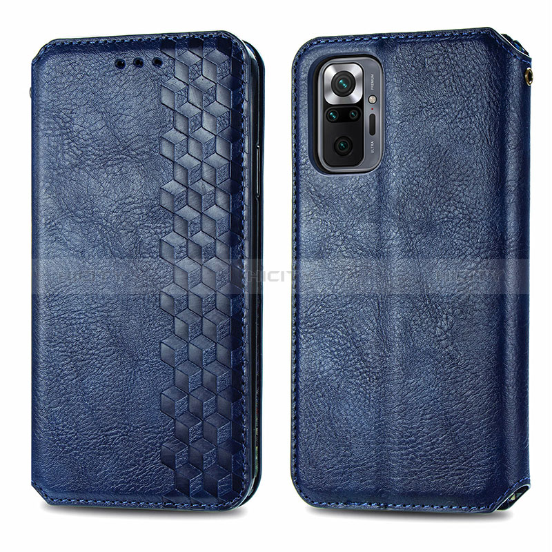 Funda de Cuero Cartera con Soporte Carcasa S01D para Xiaomi Redmi Note 10 Pro 4G Azul