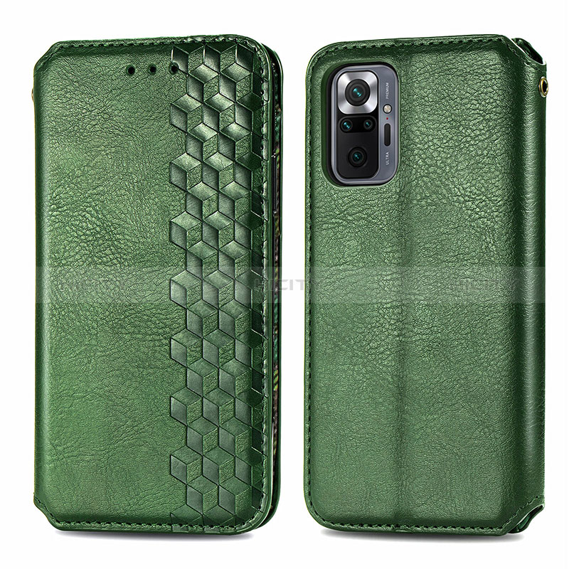 Funda de Cuero Cartera con Soporte Carcasa S01D para Xiaomi Redmi Note 10 Pro 4G Verde