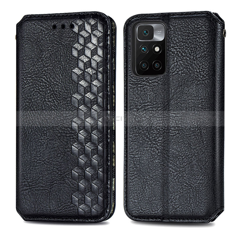 Funda de Cuero Cartera con Soporte Carcasa S01D para Xiaomi Redmi Note 11 4G (2021) Negro