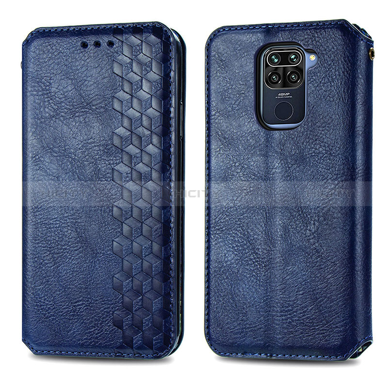 Funda de Cuero Cartera con Soporte Carcasa S01D para Xiaomi Redmi Note 9 Azul