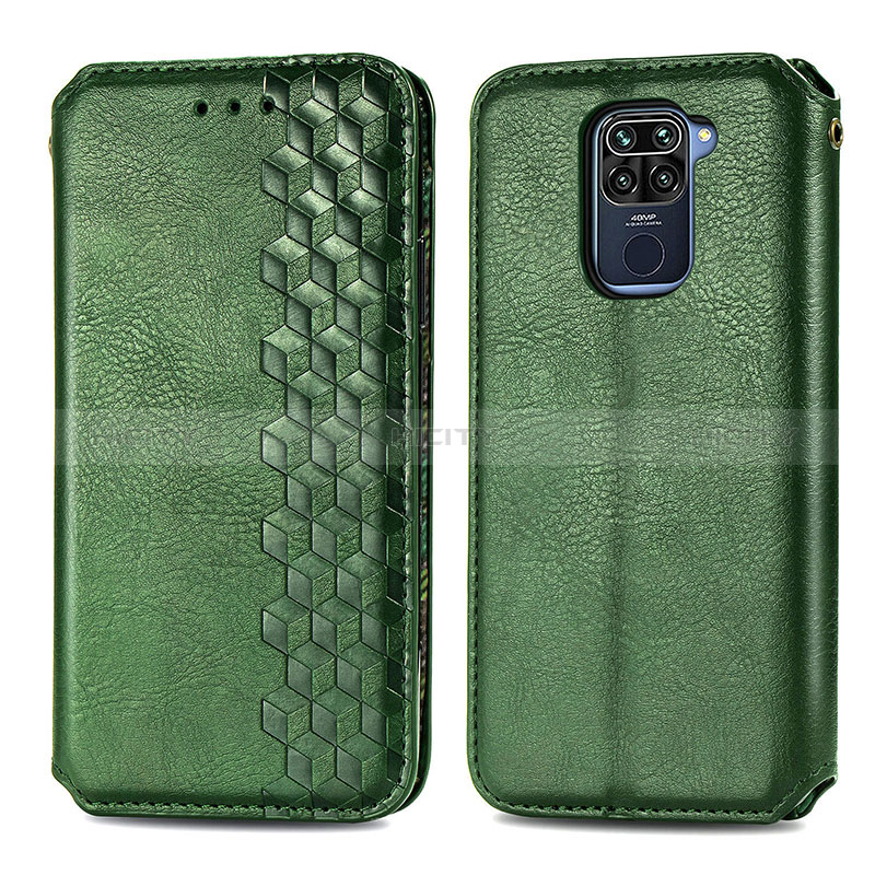 Funda de Cuero Cartera con Soporte Carcasa S01D para Xiaomi Redmi Note 9 Verde