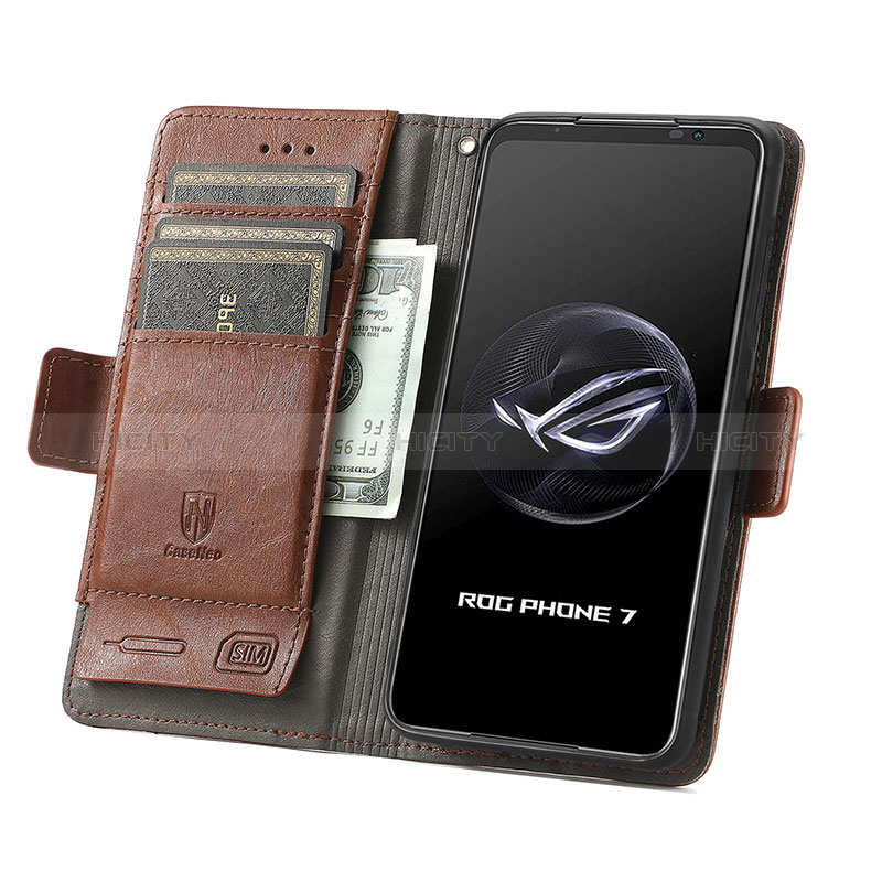 Funda de Cuero Cartera con Soporte Carcasa S02D para Asus ROG Phone 7 Ultimate