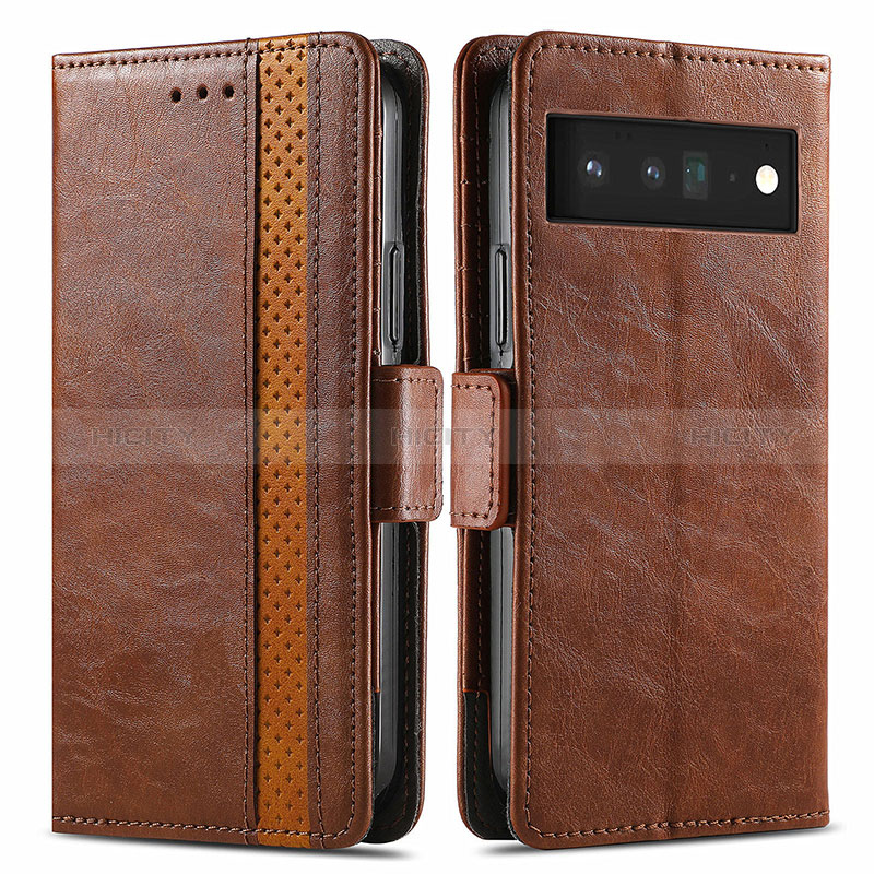 Funda de Cuero Cartera con Soporte Carcasa S02D para Google Pixel 6 Pro 5G Marron