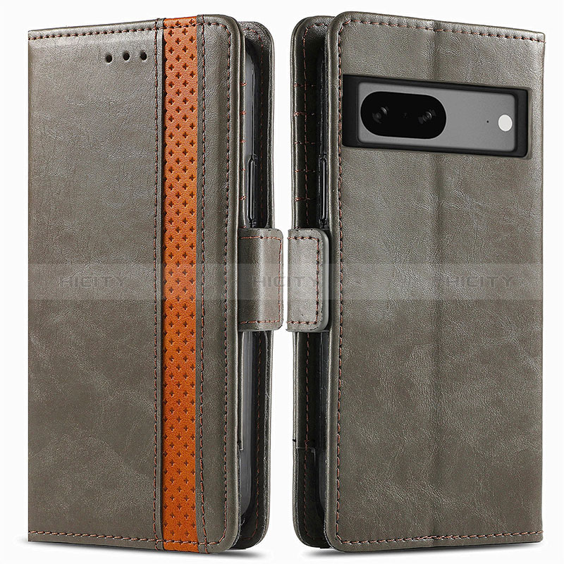 Funda de Cuero Cartera con Soporte Carcasa S02D para Google Pixel 7 5G Gris