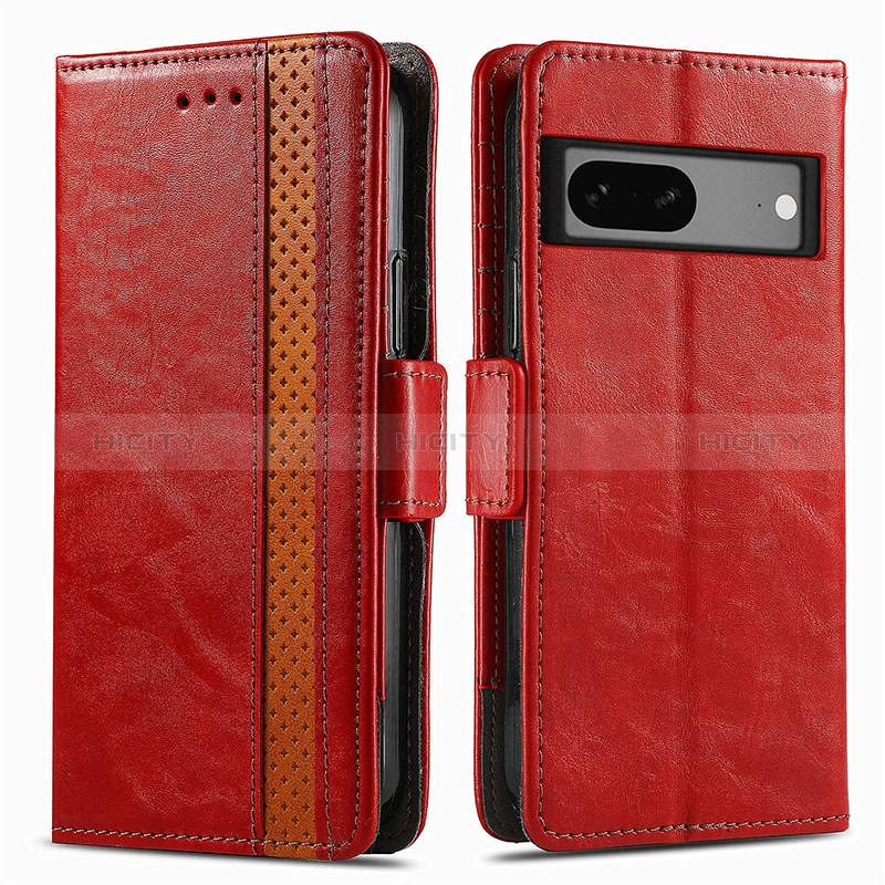 Funda de Cuero Cartera con Soporte Carcasa S02D para Google Pixel 7 5G Rojo