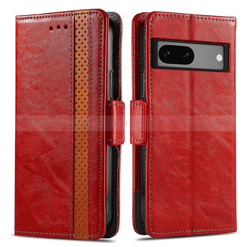 Funda de Cuero Cartera con Soporte Carcasa S02D para Google Pixel 7a 5G Rojo