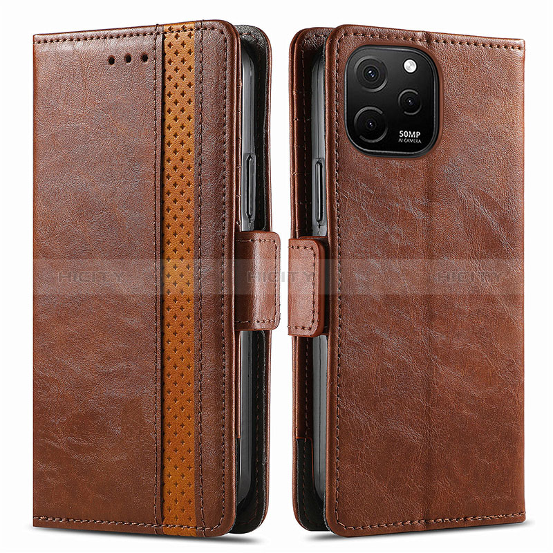 Funda de Cuero Cartera con Soporte Carcasa S02D para Huawei Enjoy 50z Marron