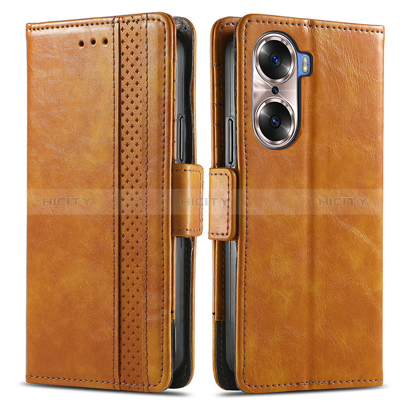 Funda de Cuero Cartera con Soporte Carcasa S02D para Huawei Honor 60 5G Marron Claro