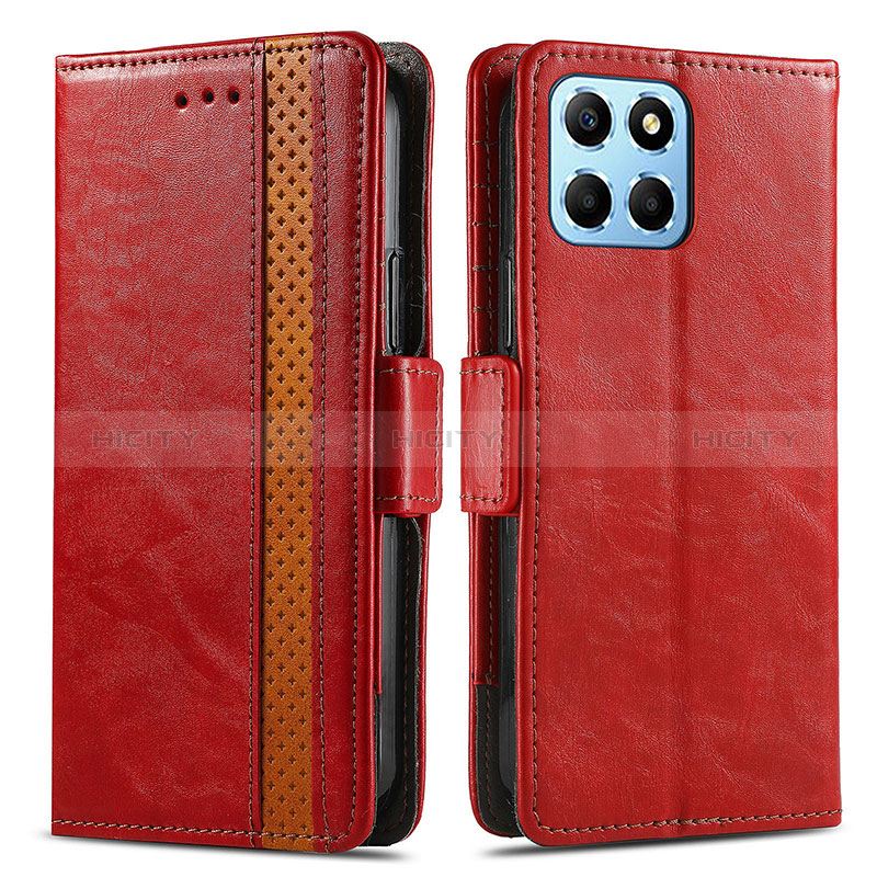 Funda de Cuero Cartera con Soporte Carcasa S02D para Huawei Honor 70 Lite 5G Rojo