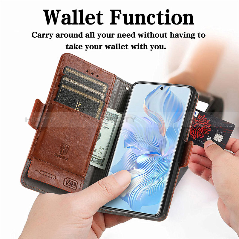 Funda de Cuero Cartera con Soporte Carcasa S02D para Huawei Honor 80 5G