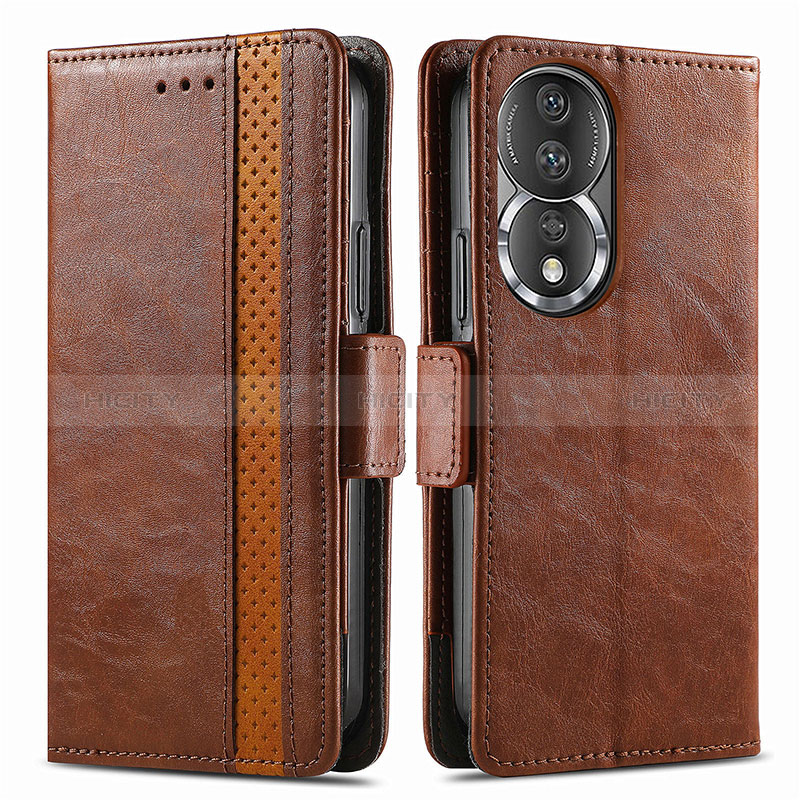 Funda de Cuero Cartera con Soporte Carcasa S02D para Huawei Honor 80 5G Marron