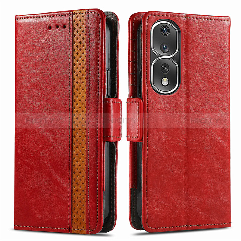 Funda de Cuero Cartera con Soporte Carcasa S02D para Huawei Honor 80 Pro Flat 5G Rojo