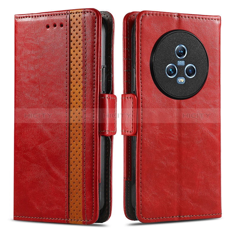 Funda de Cuero Cartera con Soporte Carcasa S02D para Huawei Honor Magic5 5G Rojo