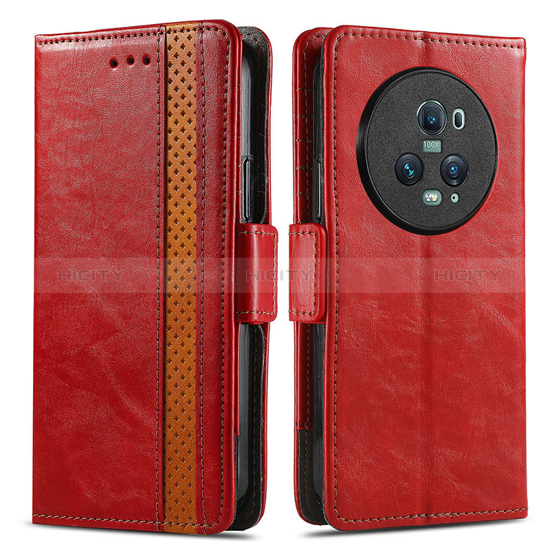 Funda de Cuero Cartera con Soporte Carcasa S02D para Huawei Honor Magic5 Pro 5G Rojo