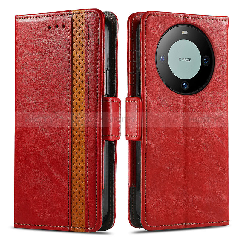 Funda de Cuero Cartera con Soporte Carcasa S02D para Huawei Mate 60 Pro Rojo