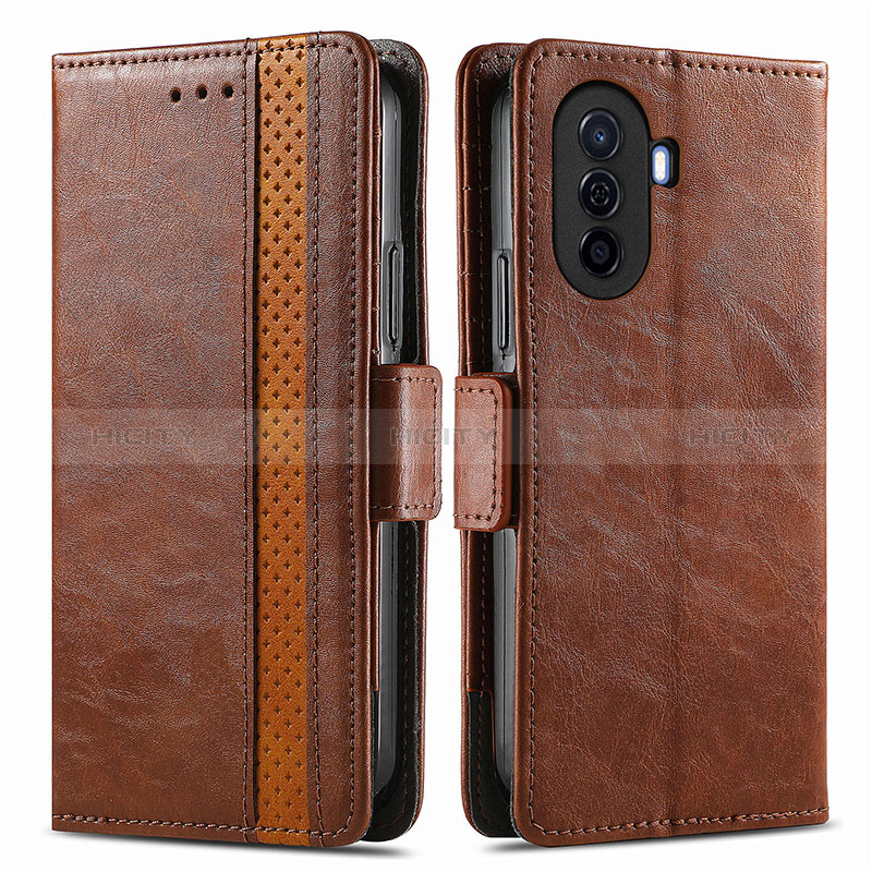 Funda de Cuero Cartera con Soporte Carcasa S02D para Huawei Nova Y70 Marron