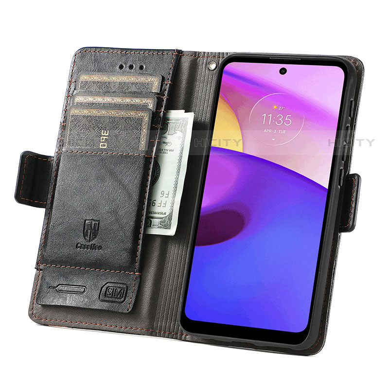 Funda de Cuero Cartera con Soporte Carcasa S02D para Motorola Moto E30