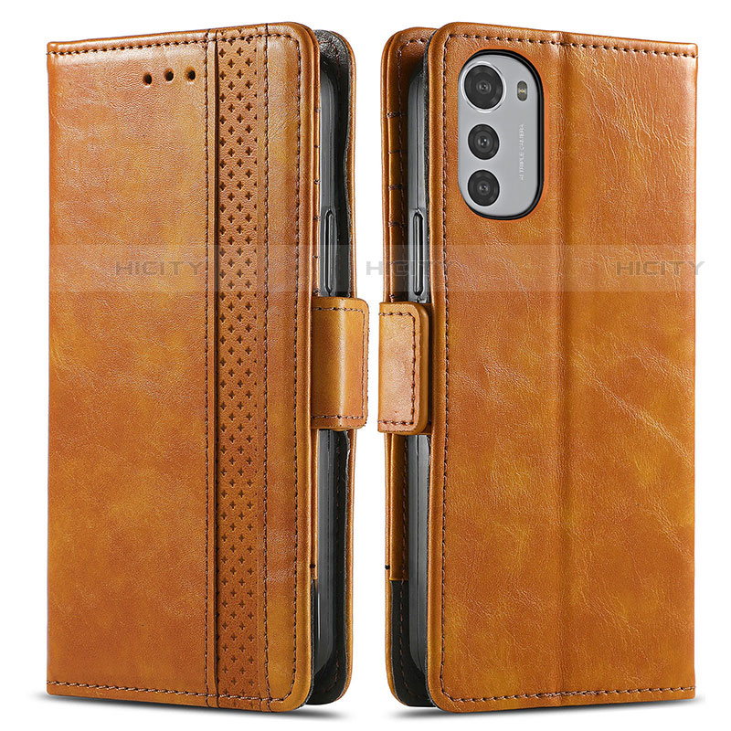 Funda de Cuero Cartera con Soporte Carcasa S02D para Motorola Moto E32s Marron Claro