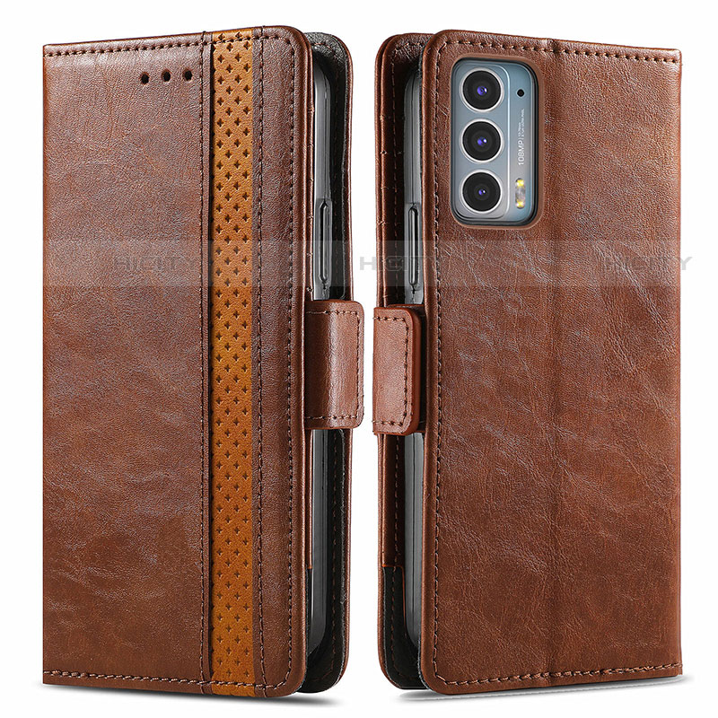 Funda de Cuero Cartera con Soporte Carcasa S02D para Motorola Moto Edge 20 5G Marron