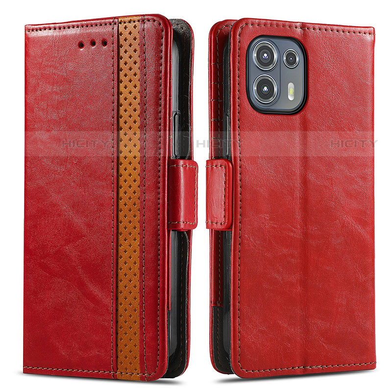 Funda de Cuero Cartera con Soporte Carcasa S02D para Motorola Moto Edge 20 Lite 5G Rojo