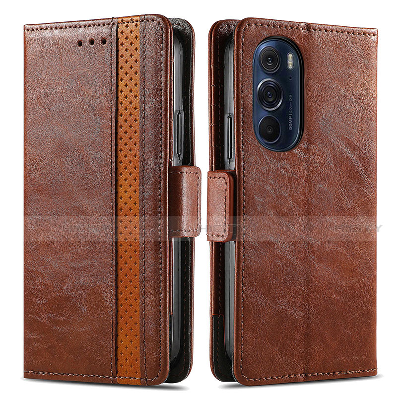 Funda de Cuero Cartera con Soporte Carcasa S02D para Motorola Moto Edge 30 Pro 5G Marron