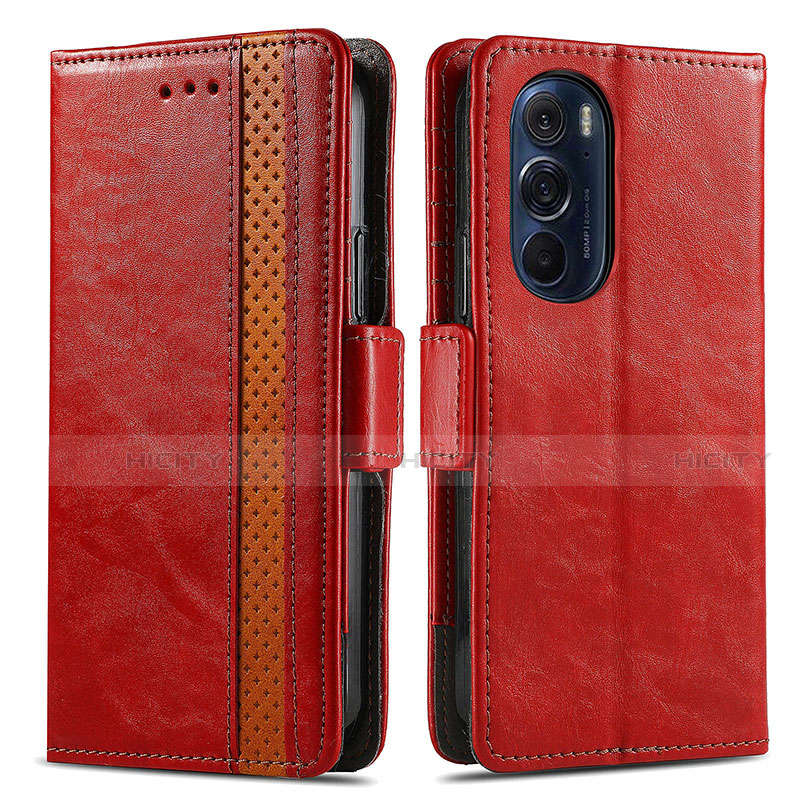 Funda de Cuero Cartera con Soporte Carcasa S02D para Motorola Moto Edge 30 Pro 5G Rojo