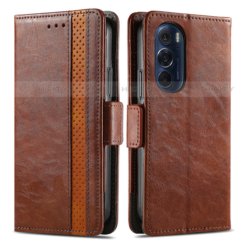 Funda de Cuero Cartera con Soporte Carcasa S02D para Motorola Moto Edge Plus (2022) 5G Marron